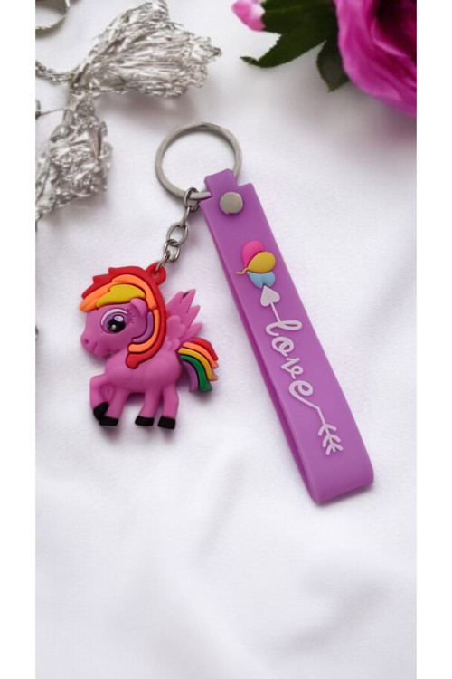 Unicorn Figürlü 3D Renkli Silikon Anahtarlık & Çanta Aksesuarı (1 Adet)
