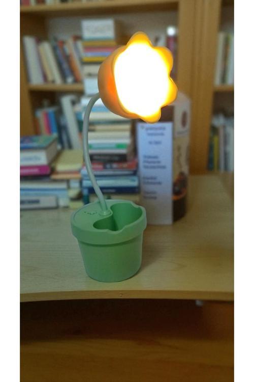 Saksıda Çicek Görünümlü Masa Üzeri Gece Lambası Boyut 27Cm