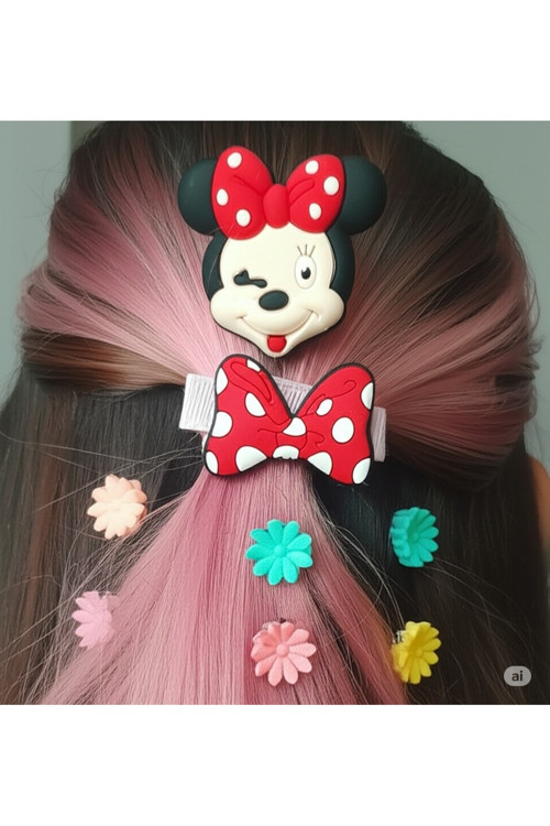 Minnie Mouse Temalı Toka Seti – Sevimli Kız Çocuk Toka Okul, Doğum Günü Partileri Ve Özel Günlerde.