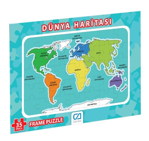 Nessiworld Dünya Haritası Frame Puzzle 35 Parça