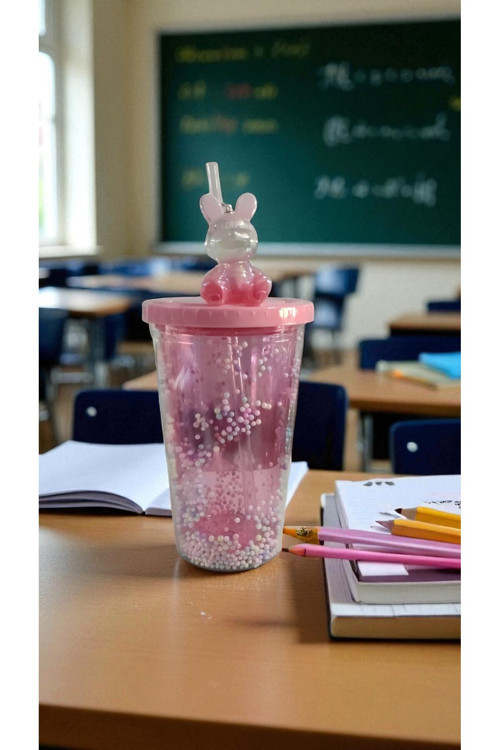 Ayıcıklı Işıksız Model Pipetli Matara Bardak