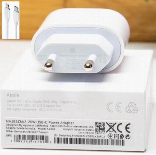 Orjinal Apple iPhone Uyumlu 20W Hızlı Şarj Aleti Seti USB-C MHJE3TU-A + MQGJ2ZM/A (Kablo Dagil) Garantili