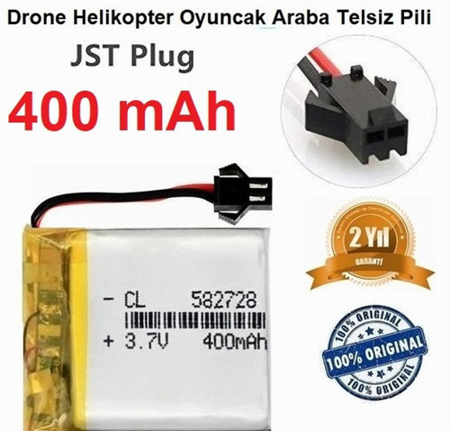 Ph 2.0 400 Mah 3.7v Siyah Soket Drone Helikopter Oyuncak Araba Telsiz Telefon Pili