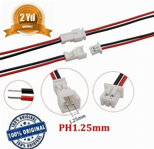 Jst-xh 1.25mm 2-pin Drone Pili Soketi Dişi Erkek 10 Cm Kablo Garantili