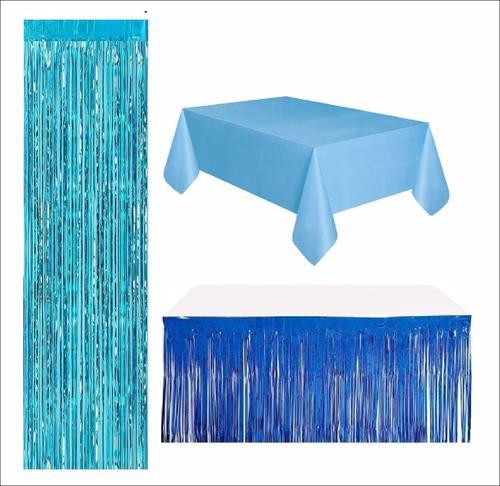 Mavi Masa Örtüsü, Lacivert Masa Eteği, Mavi Arka Fon