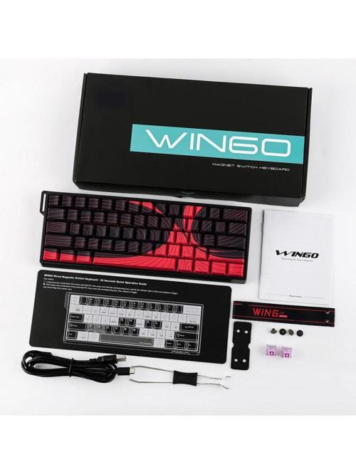 WIN60 He Max Manyetik Klavye Rapid Trigger Wing Chun Switch 8000Hz Rgb %60 Hot Swap Oyuncu Klavyesi Siyah-Kırmızı