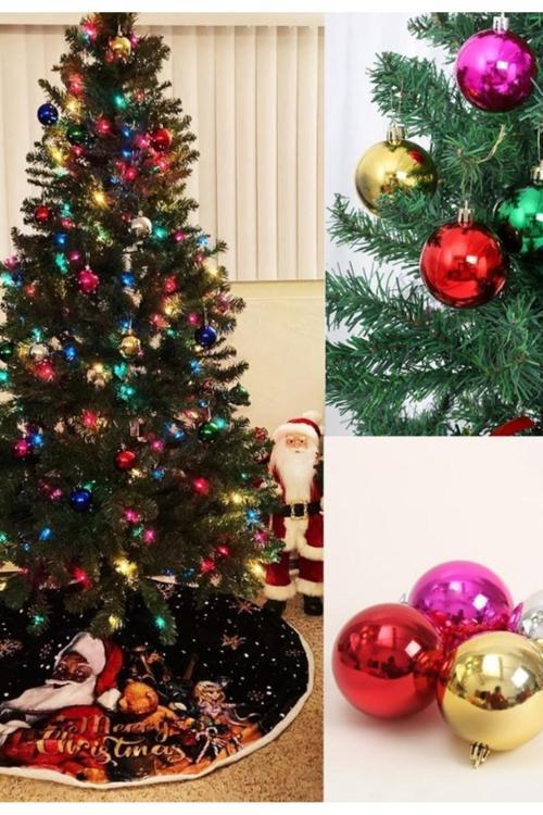 Renkli Parlak Şık 12’li Yılbaşı Çam Ağacı Topları Süsleri 3 cm Noel Çam Ağacı Süsü Ev ve Ofis Dekoru