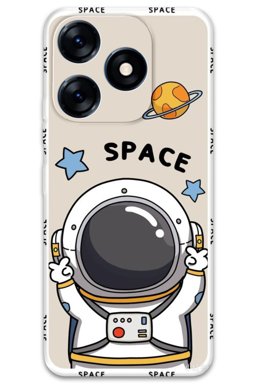 Tecno Spark Go 2024 Uyumlu Astronot Desenli Telefon Kılıfı + Ekran Koruyucu - 5865