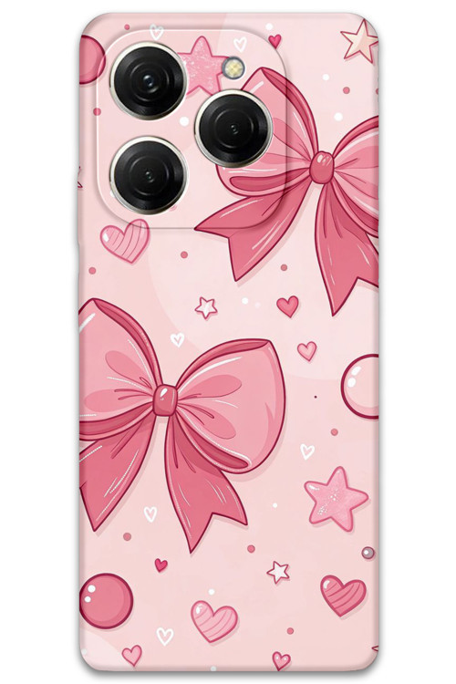 Tecno Spark 20 Pro Uyumlu Kurdele Desenli Telefon Kılıfı + Ekran Koruyucu - 5803