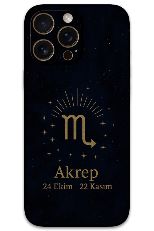 İphone 16 Pro Uyumlu Akrep Burcu Desenli Telefon Kılıfı + Ekran Koruyucu - 5775