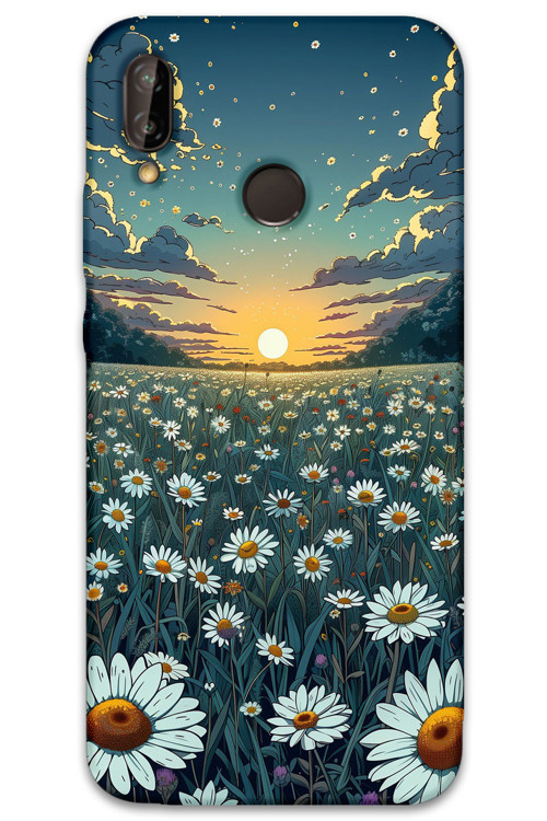 Huawei P Smart 2019 Uyumlu Çiçek Desenli Telefon Kılıfı + Ekran Koruyucu - 5792