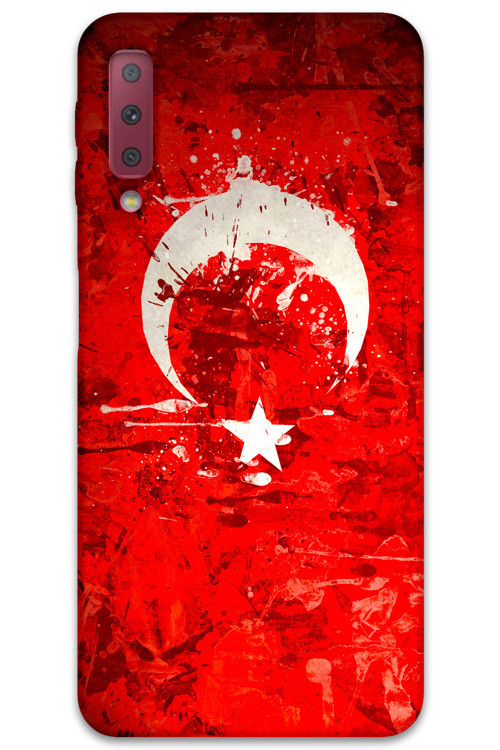 Galaxy A7 2018 Uyumlu Türk Bayrağı Desenli Telefon Kılıfı + Ekran Koruyucu - 5847