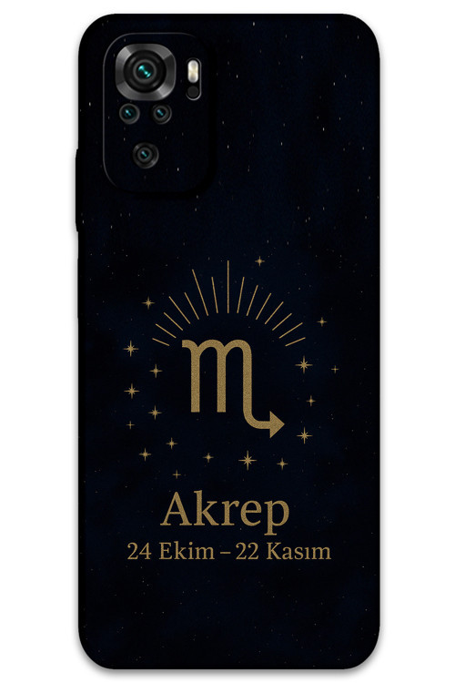 Xiaomi Redmi Note 10 Uyumlu Akrep Burcu Desenli Telefon Kılıfı + Ekran Koruyucu - 5775