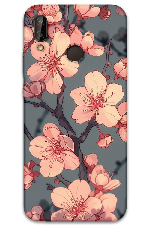 Huawei P Smart 2019 Uyumlu Çiçek Desenli Telefon Kılıfı + Ekran Koruyucu - 5801