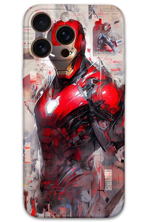 İphone 16 Pro Max Uyumlu İronman Desenli Telefon Kılıfı + Ekran Koruyucu - 5828