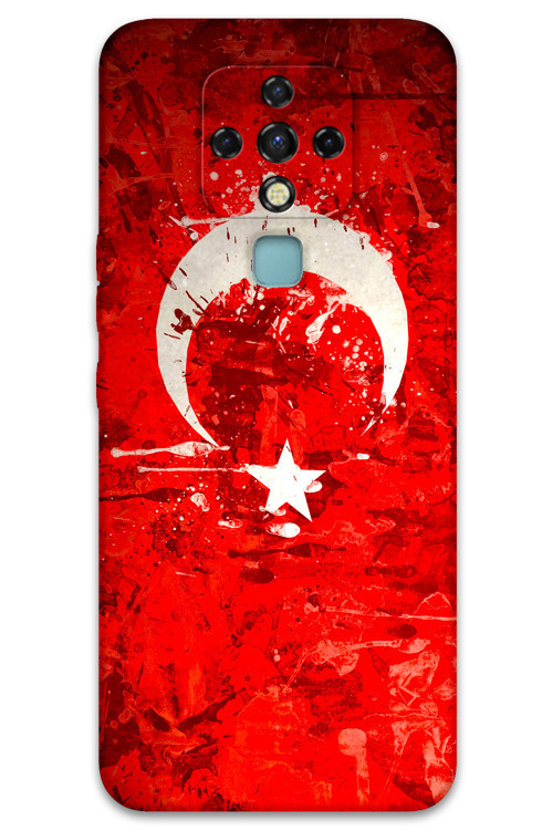 Tecno Camon 16 Uyumlu Türk Bayrağı Desenli Telefon Kılıfı + Ekran Koruyucu - 5847