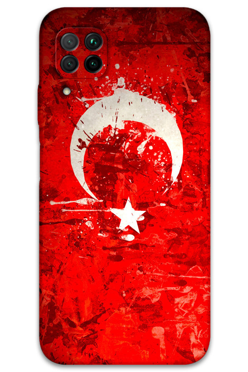 Huawei P40 Lite Uyumlu Türk Bayrağı Desenli Telefon Kılıfı + Ekran Koruyucu - 5847