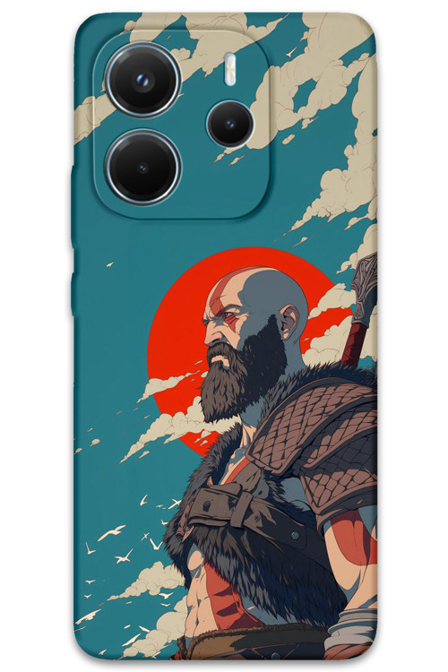 Xiaomi Redmi Note 14 5G Uyumlu Kratos Desenli Telefon Kılıfı + Ekran Koruyucu - 5824