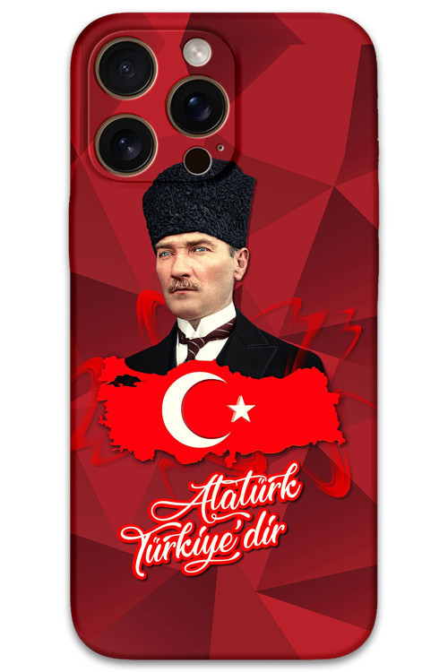 İphone 16 Pro Max Uyumlu Atatürk Desenli Telefon Kılıfı + Ekran Koruyucu - 5851