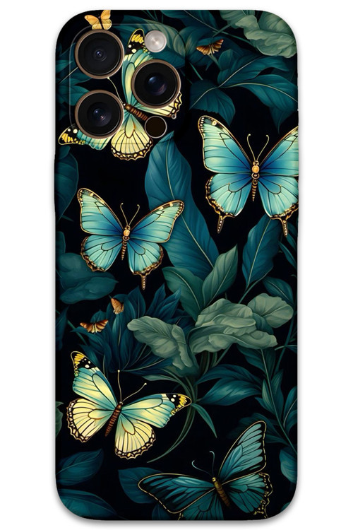 İphone 16 Pro Max Uyumlu Kelebek Desenli Telefon Kılıfı + Ekran Koruyucu - 5791