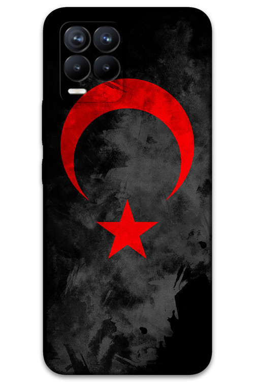 Realme 8 Pro Uyumlu Türk Bayrağı Desenli Telefon Kılıfı + Ekran Koruyucu - 5852