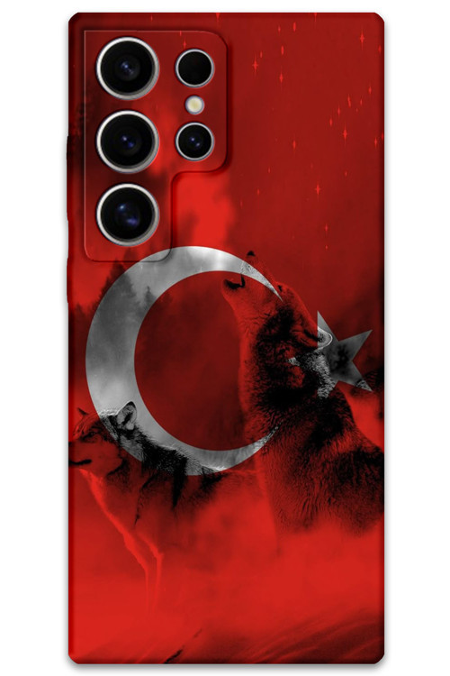 Galaxy S23 Ultra Uyumlu Türk Bayrağı Desenli Telefon Kılıfı + Ekran Koruyucu - 5854