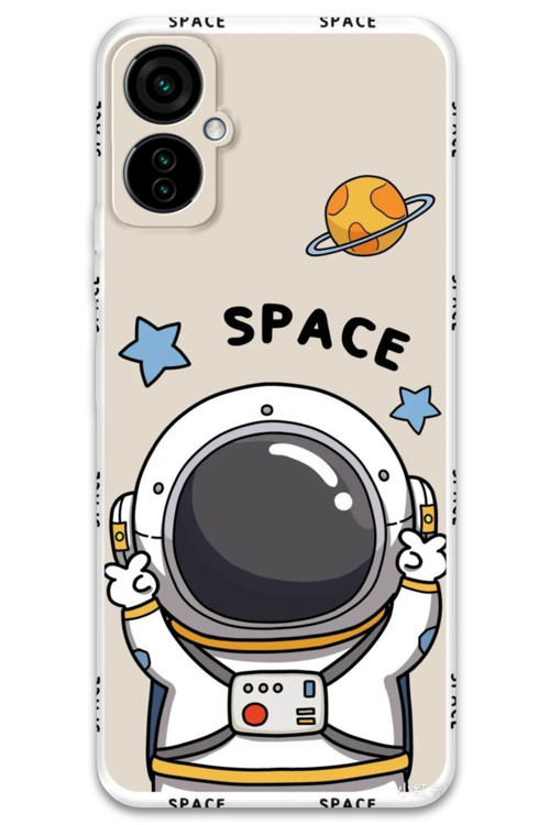 Tecno Camon 19 Neo Uyumlu Astronot Desenli Telefon Kılıfı + Ekran Koruyucu - 5865