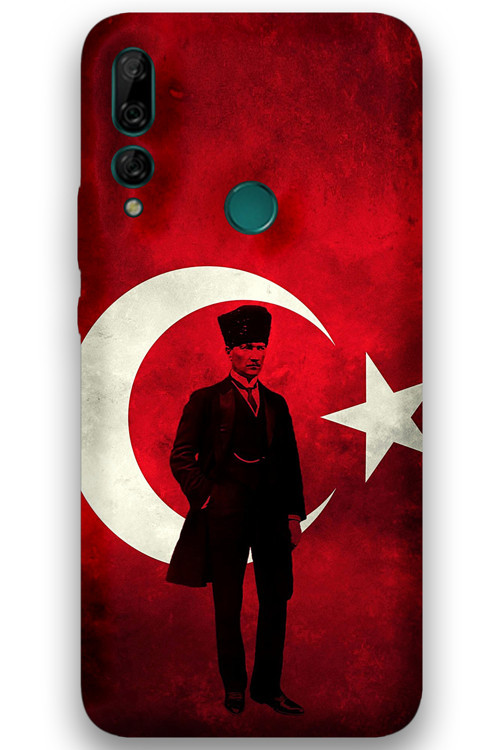 Huawei Y9 Prime 2019 Uyumlu Atatürk Desenli Telefon Kılıfı + Ekran Koruyucu - 5849