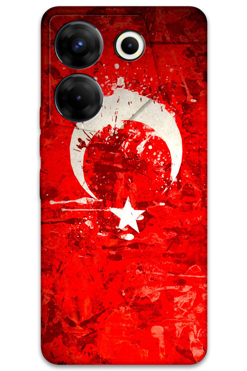 Tecno Camon 20 Uyumlu Türk Bayrağı Desenli Telefon Kılıfı + Ekran Koruyucu - 5847