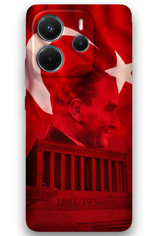 Xiaomi Redmi Note 14 5G Uyumlu Atatürk Desenli Telefon Kılıfı + Ekran Koruyucu - 5848