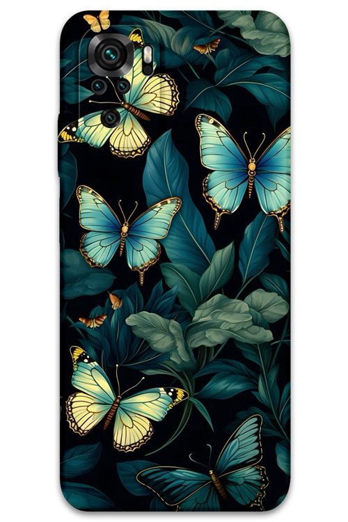 Xiaomi Redmi Note 10S Uyumlu Kelebek Desenli Telefon Kılıfı + Ekran Koruyucu - 5791