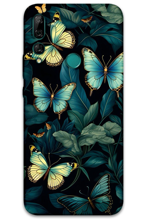 Huawei Y9 Prime 2019 Uyumlu Kelebek Desenli Telefon Kılıfı + Ekran Koruyucu - 5791