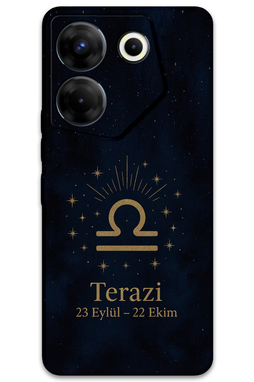 Tecno Camon 20 Uyumlu Terazi Burcu Desenli Telefon Kılıfı + Ekran Koruyucu - 5774
