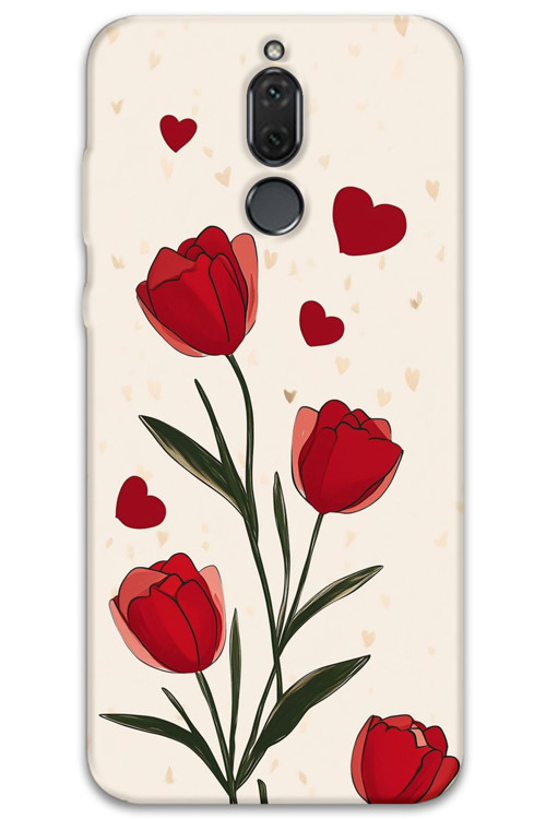 Huawei Mate 10 Lite Uyumlu Çiçek Desenli Telefon Kılıfı + Ekran Koruyucu - 5789