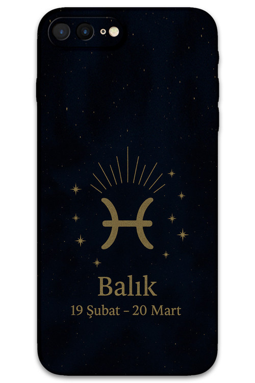 İphone 8 Plus Uyumlu Balık Burcu Desenli Telefon Kılıfı + Ekran Koruyucu - 5779