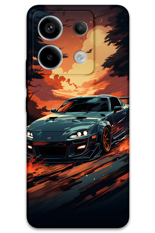 Xiaomi Redmi Note 13 Pro 4G Uyumlu Araba Desenli Telefon Kılıfı + Ekran Koruyucu - 5766