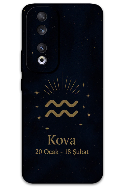 Huawei Honor 90 Uyumlu Kova Burcu Desenli Telefon Kılıfı + Ekran Koruyucu - 5778