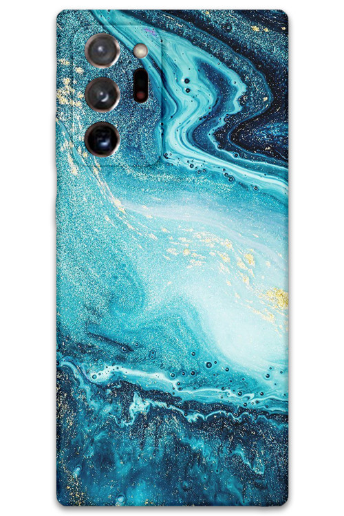 Galaxy Note 20 Ultra Uyumlu Mermer Desenli Telefon Kılıfı + Ekran Koruyucu - 5818