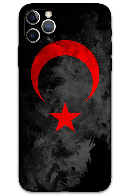 İphone 11 Pro Uyumlu Türk Bayrağı Desenli Telefon Kılıfı + Ekran Koruyucu - 5852