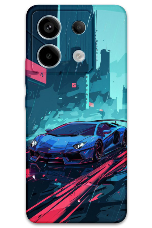 Xiaomi Redmi Note 13 Pro 4G Uyumlu Araba Desenli Telefon Kılıfı + Ekran Koruyucu - 5763