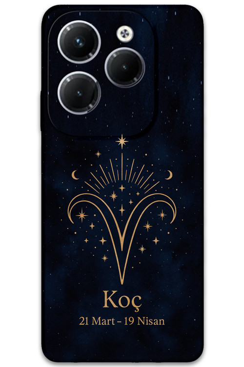 İnfinix Hot 40 Pro Uyumlu Koç Burcu Desenli Telefon Kılıfı + Ekran Koruyucu - 5768