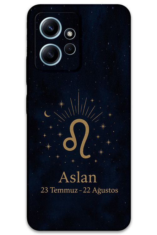 Xiaomi Redmi Note 12 4G Uyumlu Aslan Burcu Desenli Telefon Kılıfı + Ekran Koruyucu - 5772