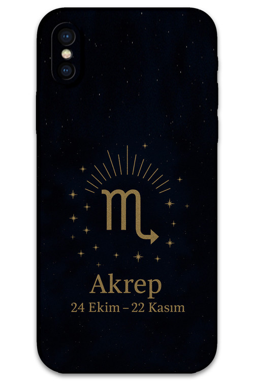 İphone Xs Max Uyumlu Akrep Burcu Desenli Telefon Kılıfı + Ekran Koruyucu - 5775