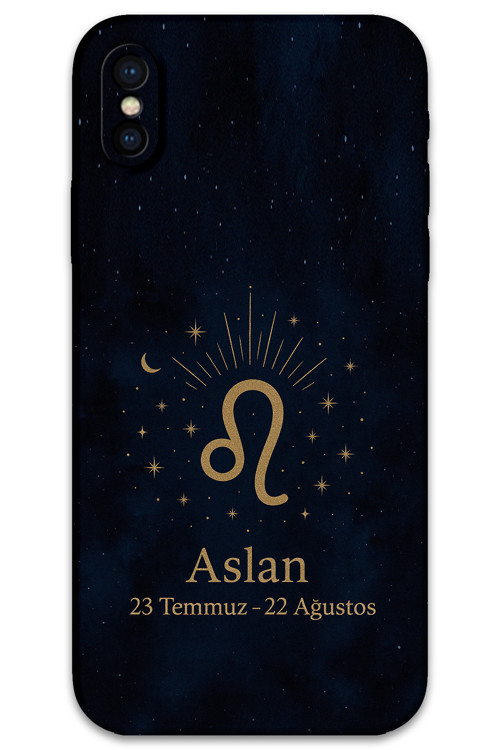İphone Xs Max Uyumlu Aslan Burcu Desenli Telefon Kılıfı + Ekran Koruyucu - 5772