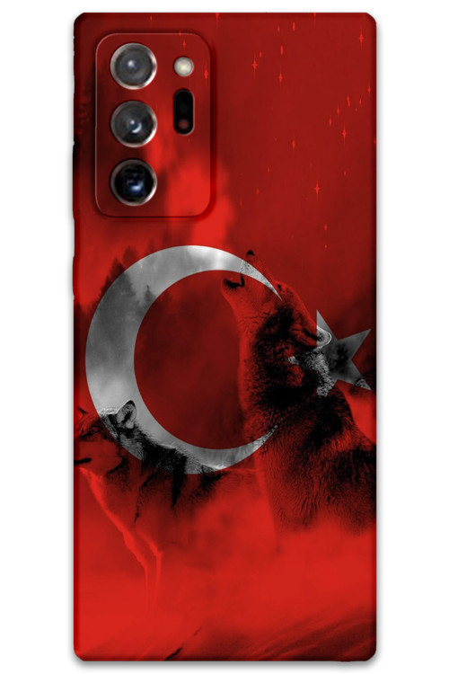 Galaxy Note 20 Ultra Uyumlu Türk Bayrağı Desenli Telefon Kılıfı + Ekran Koruyucu - 5854