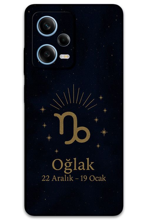 Xiaomi Redmi Note 12 5G Uyumlu Oğlak Burcu Desenli Telefon Kılıfı + Ekran Koruyucu - 5777