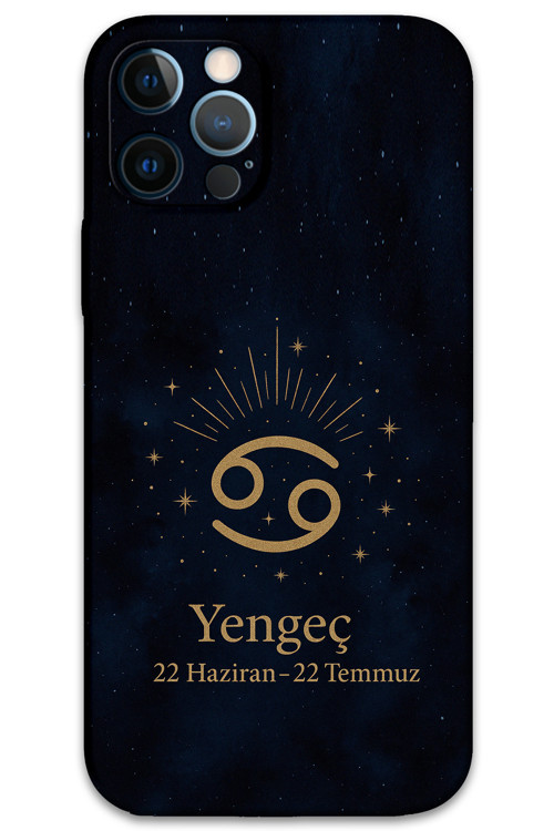 İphone 12 Pro Uyumlu Yengeç Burcu Desenli Telefon Kılıfı + Ekran Koruyucu - 5771