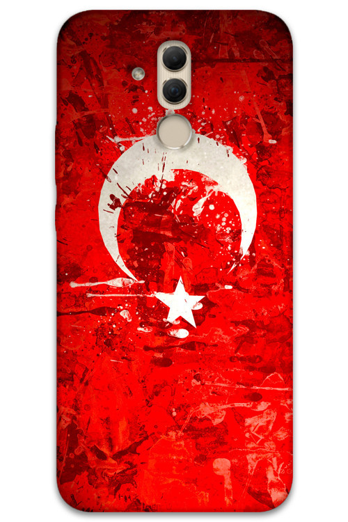 Huawei Mate 20 Lite Uyumlu Türk Bayrağı Desenli Telefon Kılıfı + Ekran Koruyucu - 5847
