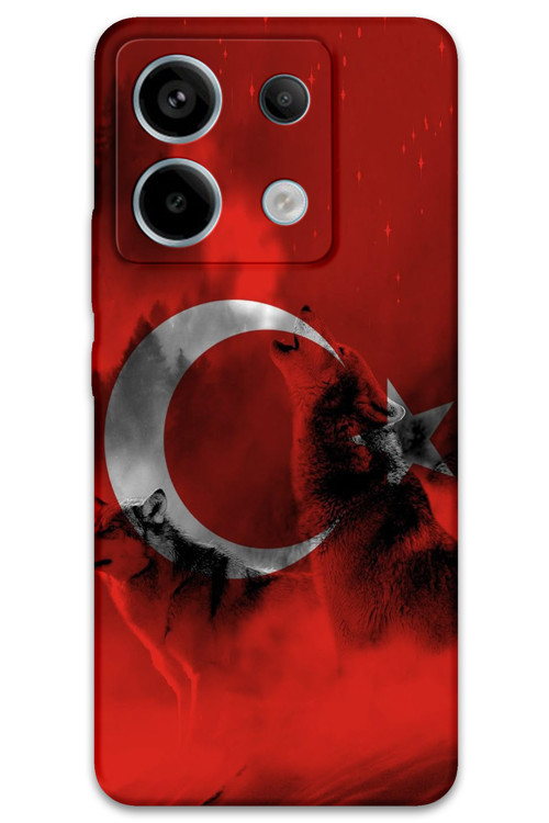 Xiaomi Redmi Note 13 Pro 4G Uyumlu Türk Bayrağı Desenli Telefon Kılıfı + Ekran Koruyucu - 5854