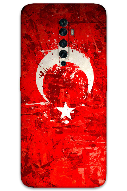 Oppo Reno 2Z Uyumlu Türk Bayrağı Desenli Telefon Kılıfı + Ekran Koruyucu - 5847